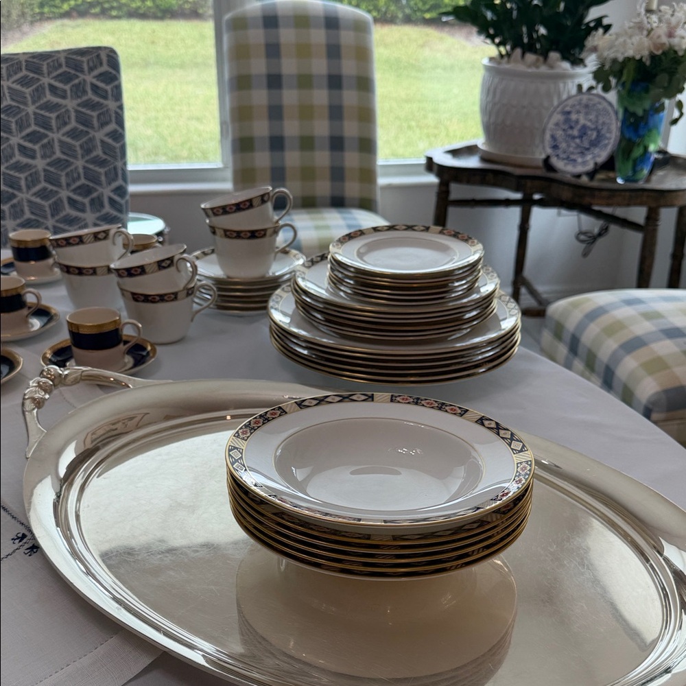Royal Crown Derby Kedleston rimmed soup plates